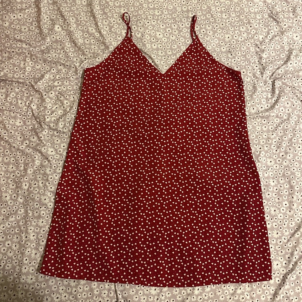 SHEIN Red Dress with Heart Polka Dots